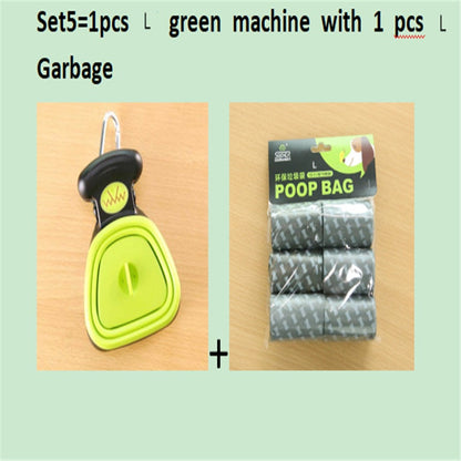 Pet Zen green foldable dog poop scooper and bag pack with 1 roll biodegradable bags on Tampa Home & Garden Store