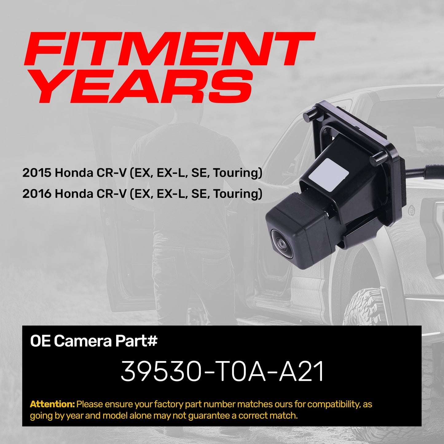 Honda CR-V 2015-2016 OEM replacement backup camera by Master Tailgaters 39530-T0A-A21 on Tampa Home & Garden Store