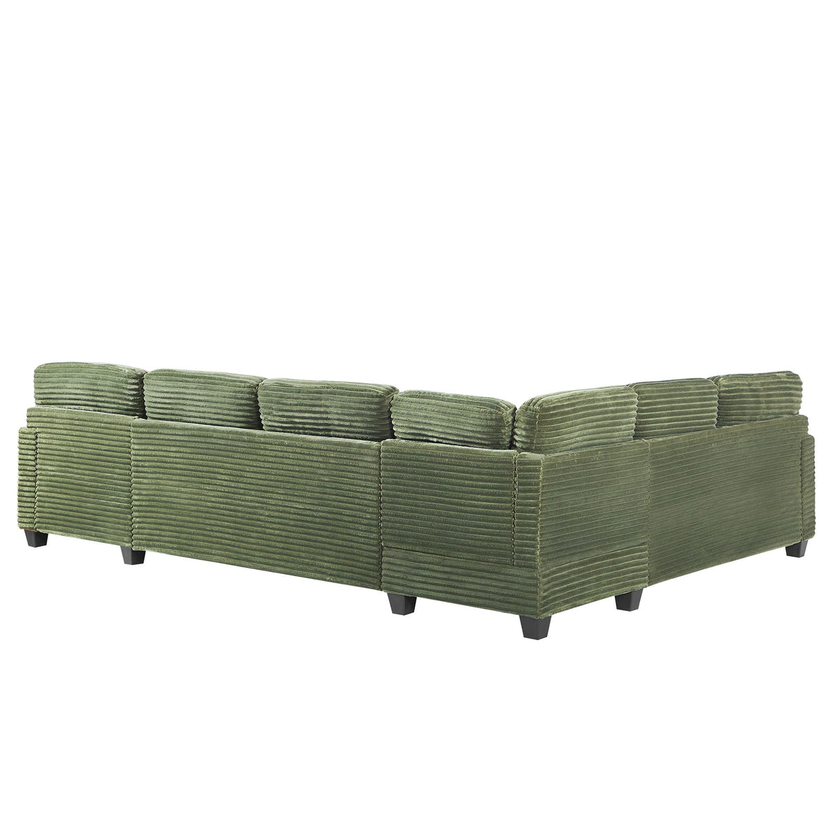 Green ribbed upholstered U-shaped sectional with movable ottoman by HouseOfZazla on Tampa Home & Garden Store