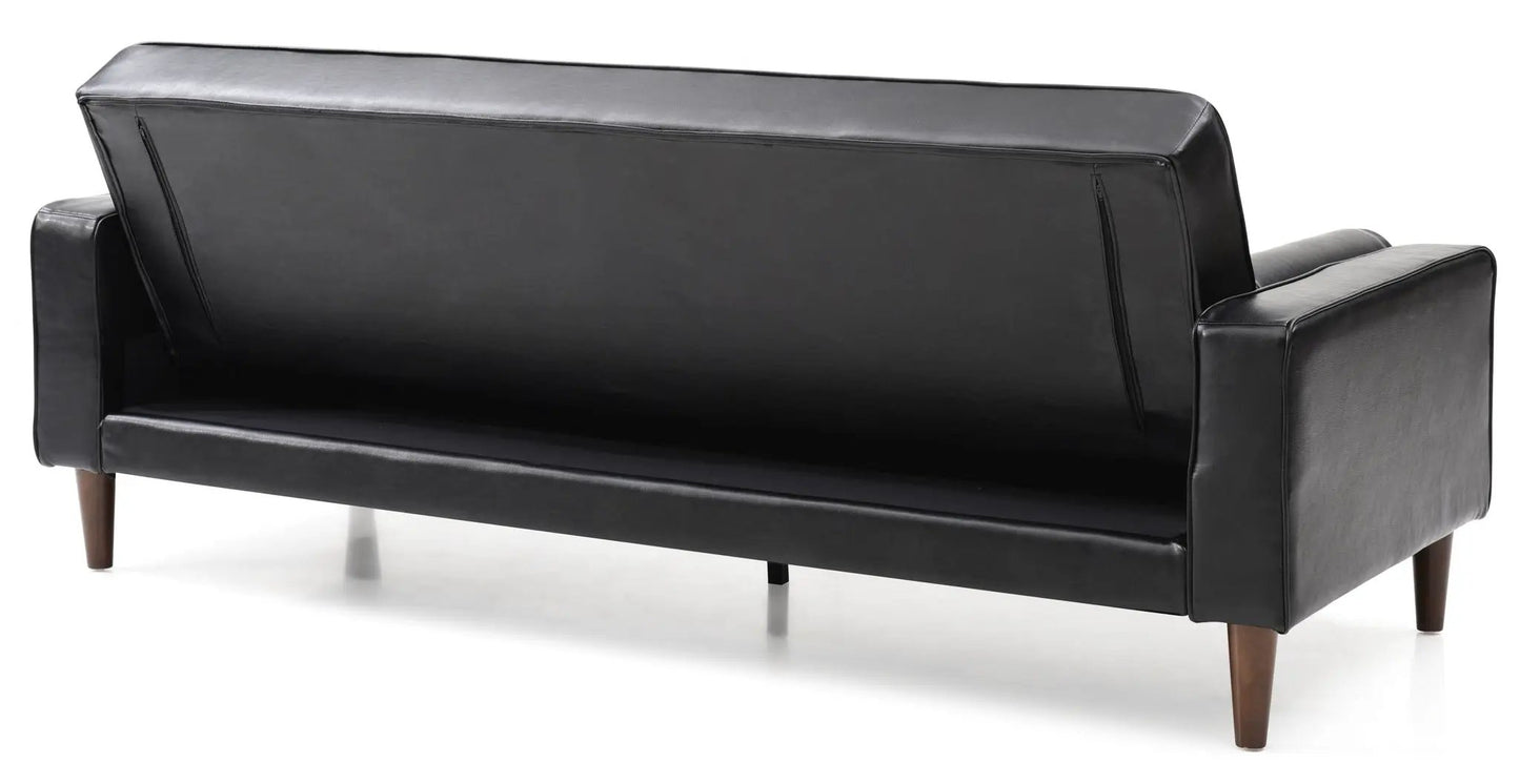 Andrews Sofa Bed Futon by Unique Piece Furniture in black leather with tapered legs on Tampa Home & Garden Store