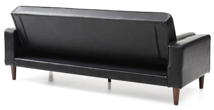 Andrews Sofa Bed Futon by Unique Piece Furniture in black leather with tapered legs on Tampa Home & Garden Store