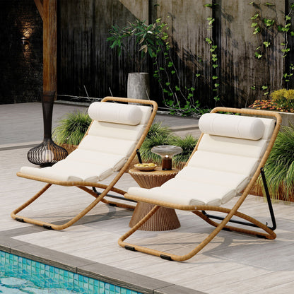 Pair of Outdoor Chairs with Adjustable Backrest