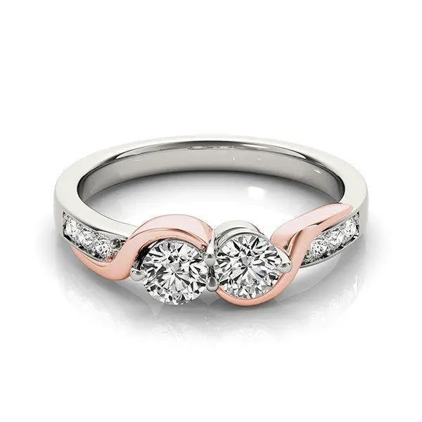 Ring 14k white/rose-gold curved two-diamond band with 5/8 cttw Bids.com on Tampa Home & Garden Store