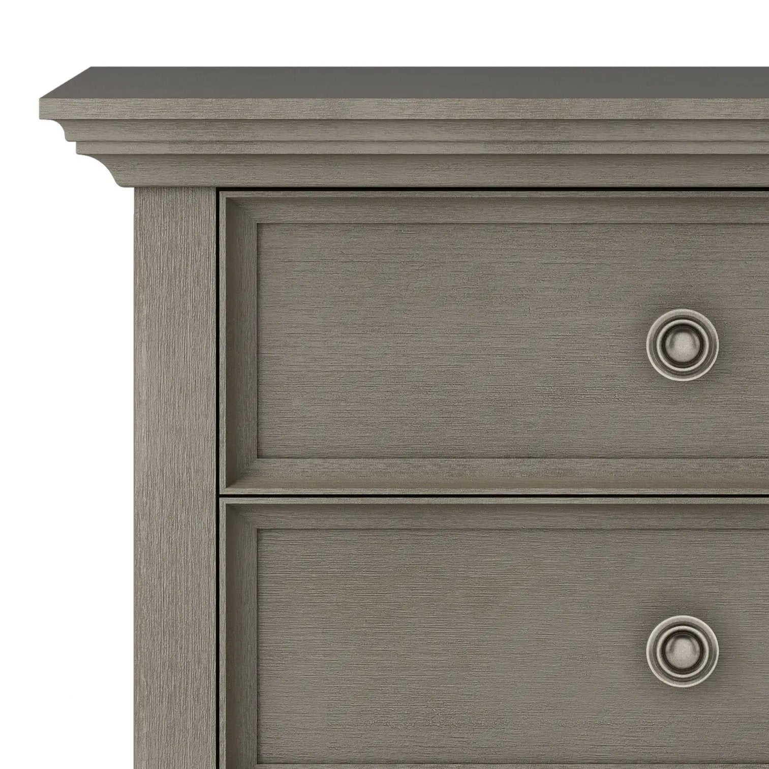 Amherst bedside table by Unique Piece Furniture in gray wood with round knob on Tampa Home & Garden Store