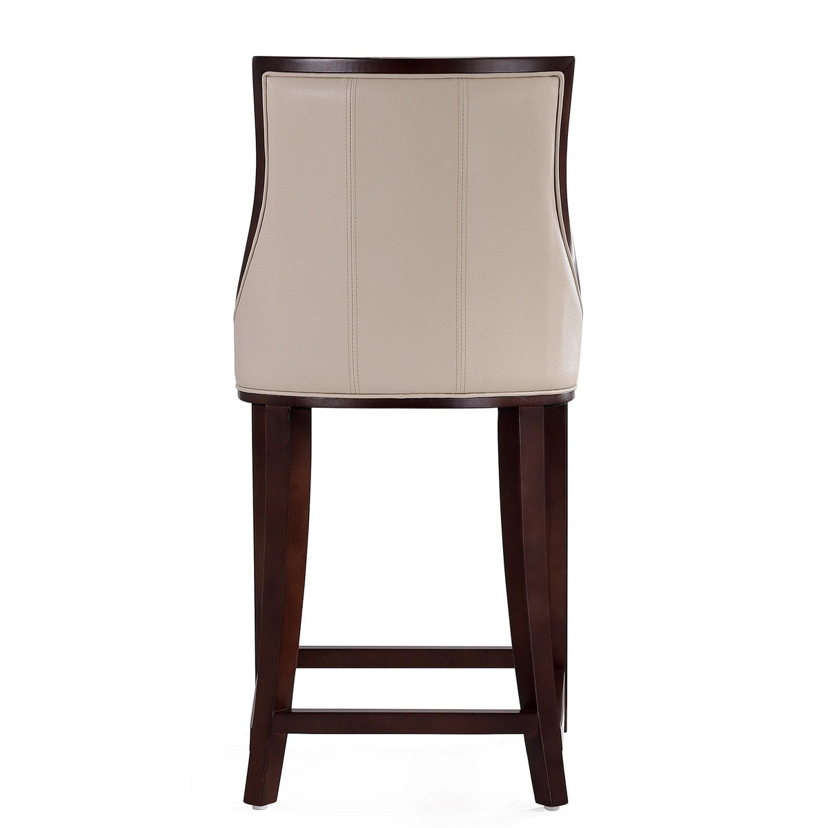 White Bar Height Stool; beige upholstered seat, dark wood frame, traditional HouseOfZazla on Tampa Home & Garden Store