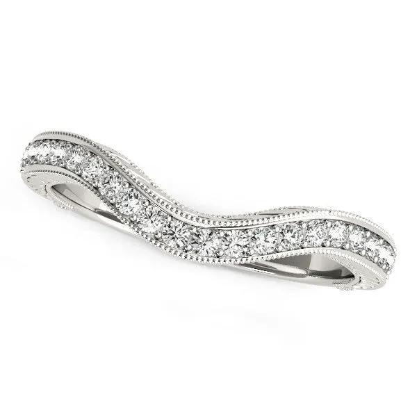 Ring 14k white gold milgrained curved baroque pave diamond wedding band by Bids.com on Tampa Home & Garden Store