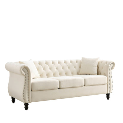 Chesterfield Sofa With Nailhead Trim and Cushions