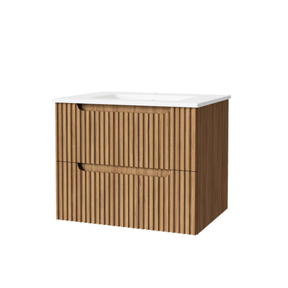 30in walnut wall-mounted bathroom vanity with white sink softclose drawers and spacious storage on Tampa Home & Garden Store
