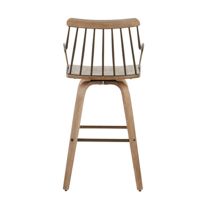Farmhouse Counter Stool with Swivel Seat, White Washed & Antique Copper by HouseOfZazla on Tampa Home & Garden Store