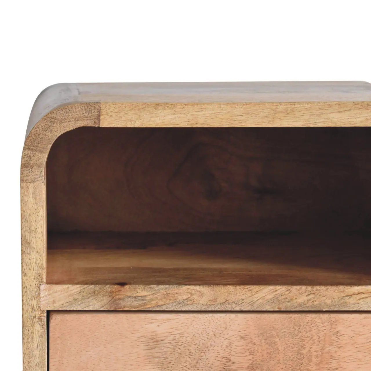 Curved Upper Slot Floating Nightstand with Drawer