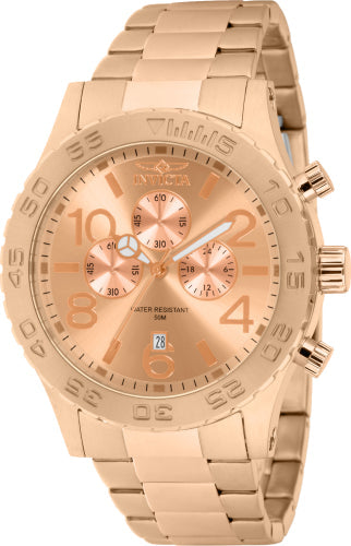 Invicta men's specialty rose gold chronograph watch with steel bracelet and date window on Tampa Home & Garden Store