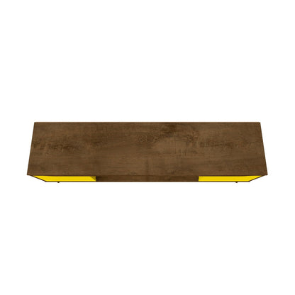 TV stand with concealed storage in brown wood finish with yellow accents on ends on Tampa Home & Garden Store