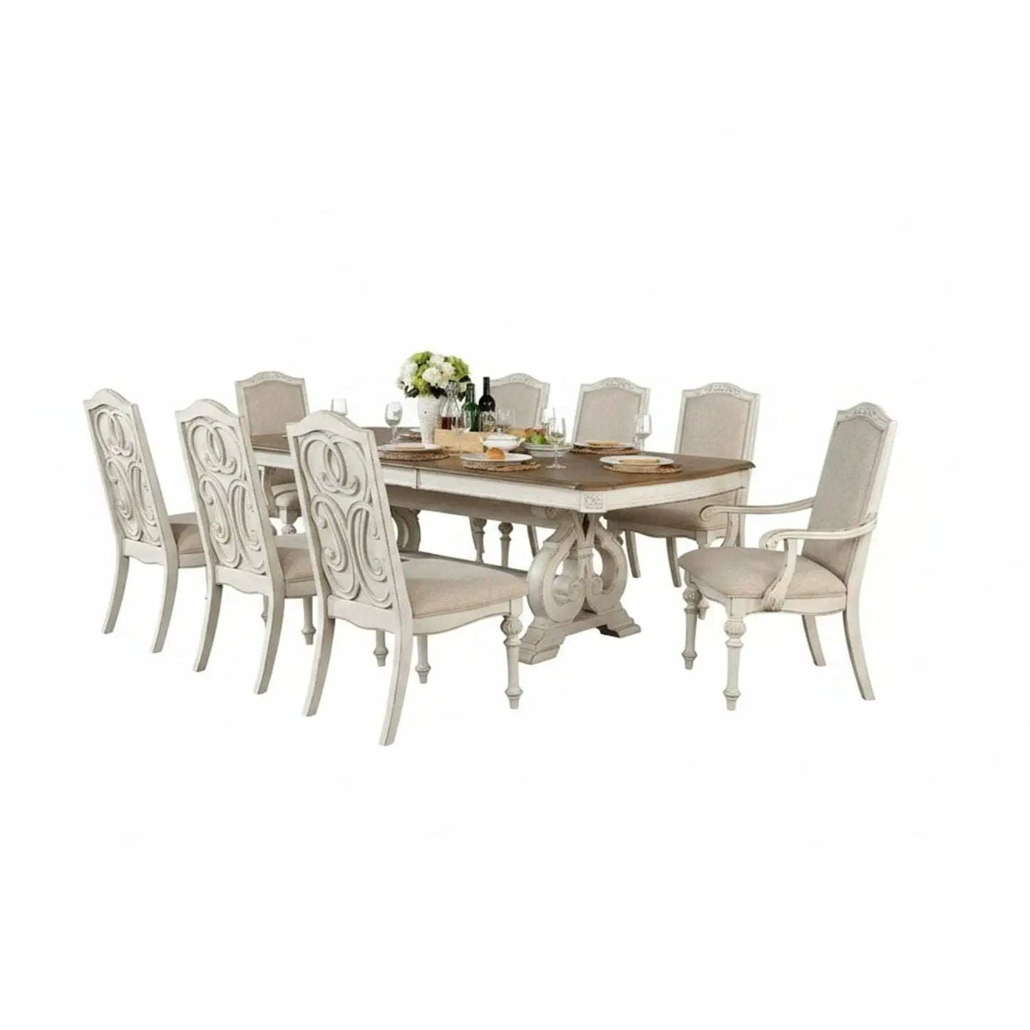 Rustic Dining Set Table and Upholstered Chairs