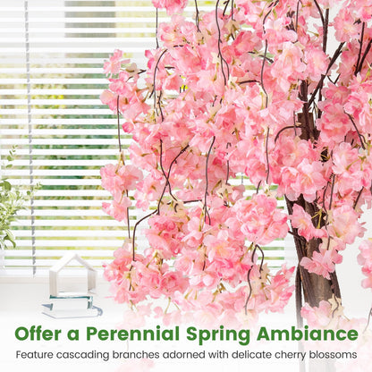 5.5 FT Tall Artificial Cherry Blossom Tree with Pink/White Flowers 1 Pack