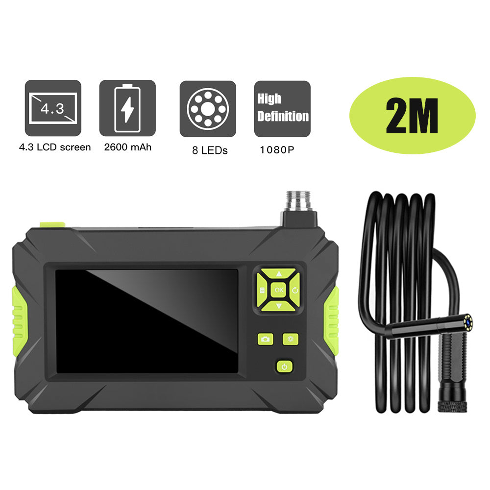 Endoscope HD camera handheld monitor with lime-green accents and long flexible probe on Tampa Home & Garden Store