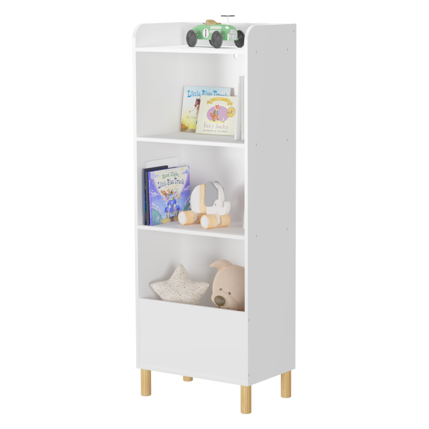 Kids 4-Tier Bookcase Children's Book Display Bookshelf Toy Storage Cabinet Organizer for Children's Room Playroom - Tampa Home & Garden Store