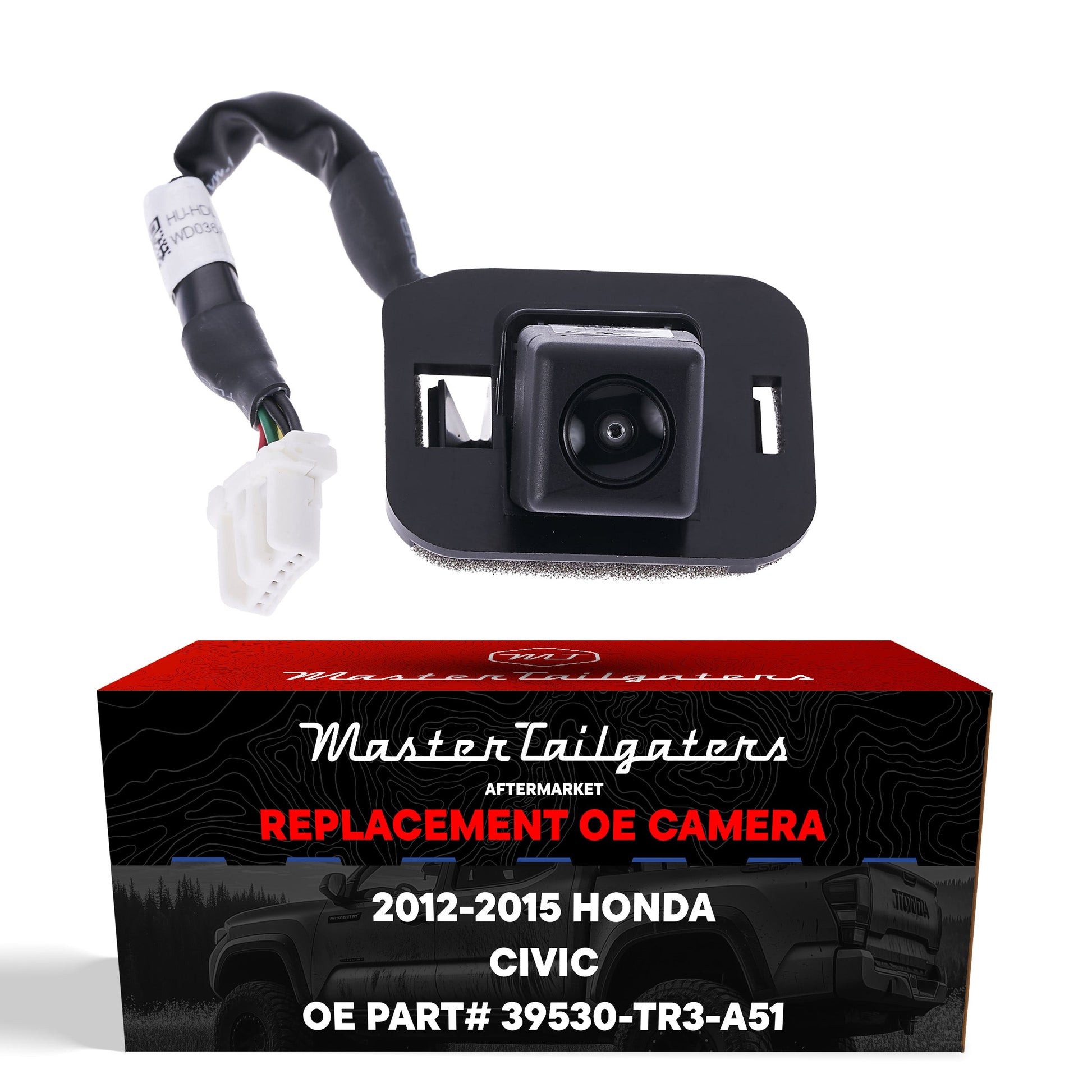 Master Tailgaters OEM backup camera Honda Civic 2012–2015, black housing, OE #39530-TR3-A51 on Tampa Home & Garden Store