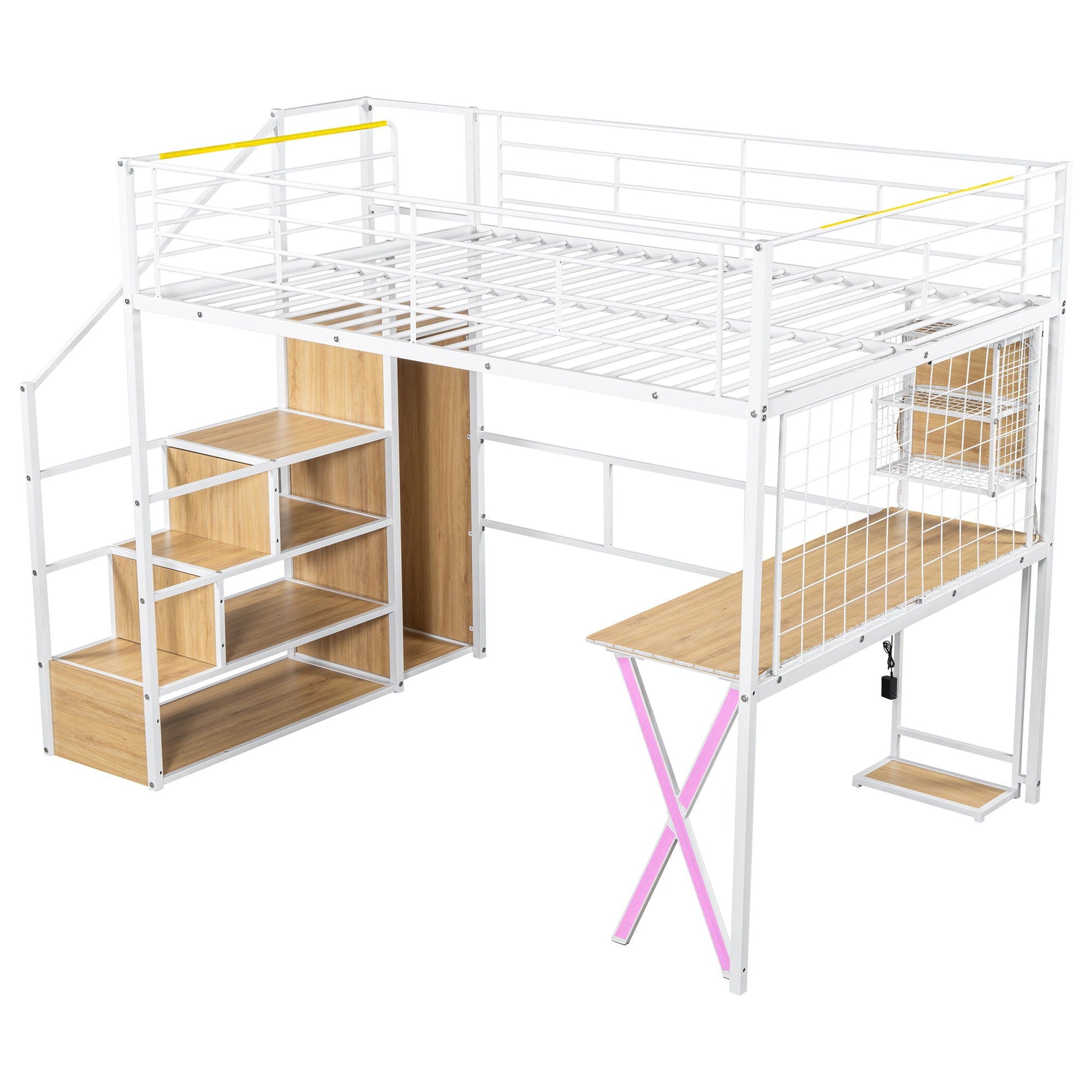 White loft bed with built-in work station, wardrobe and LED on Tampa Home & Garden Store