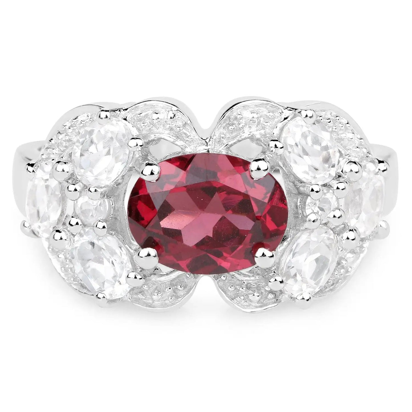 Ring with 3.16ct rhodolite center and white zircon halo in .925 silver by Bids.com on Tampa Home & Garden Store