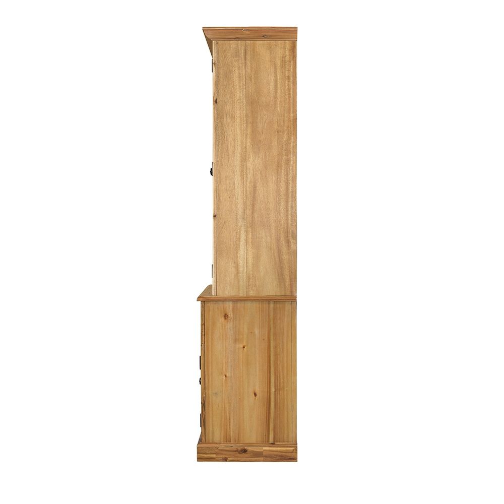 Solid acacia wood accent cabinet with glass doors in natural finish by HouseOfZazla on Tampa Home & Garden Store