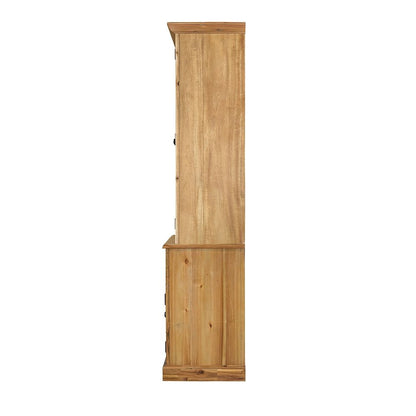 Solid acacia wood accent cabinet with glass doors in natural finish by HouseOfZazla on Tampa Home & Garden Store