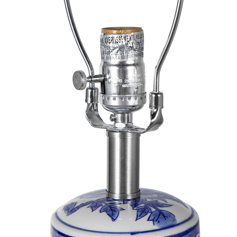 13x25' Blue and White Ceramic Vase Lamp by HouseOfZazla, blue floral vase base with metal hardware on Tampa Home & Garden Store