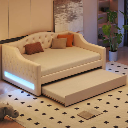 Daybed With LED Lighting and Upholstered Frame