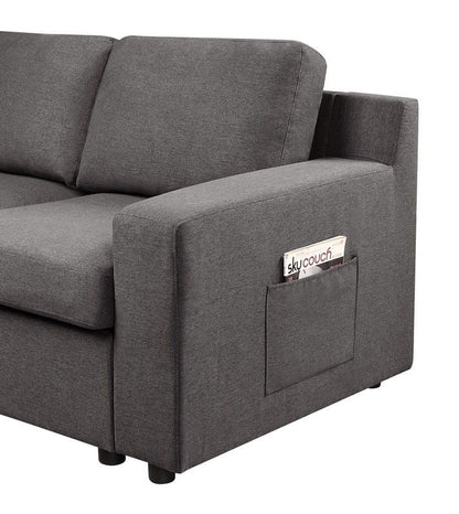 Waylon stationary sectional sofa in gray fabric with a built-in magazine pocket on Tampa Home & Garden Store