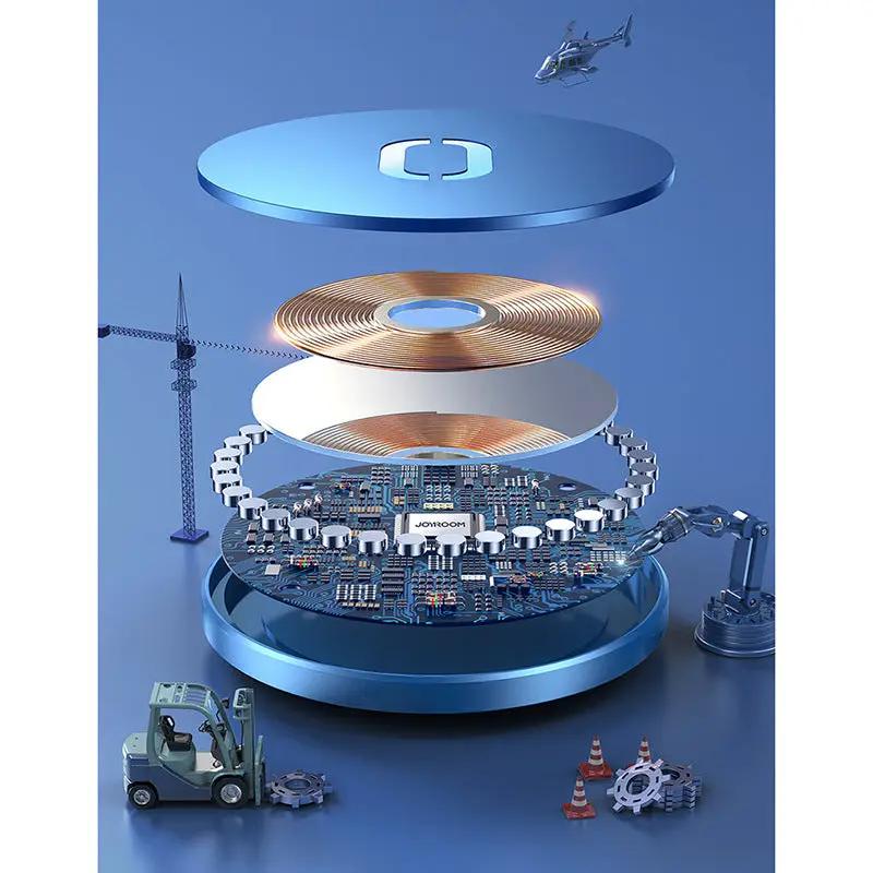 Ultra-Thin Magnetic Wireless Charger exploded view blue top disk with copper coil and PCB on Tampa Home & Garden Store