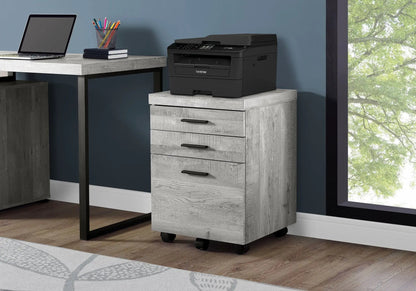 Rolling file cabinet with storage drawers in gray wood finish supporting a Brother printer on Tampa Home & Garden Store
