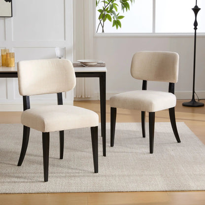 Cream Upholstery Kitchen Dining Chairs Set of Two