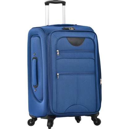 Blue softside expandable luggage set with upright spinner wheels and top handle on Tampa Home & Garden Store