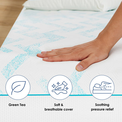 8-Inch RV latex memory foam mattress by HouseOfZazla; hands press on a white quilted cover on Tampa Home & Garden Store