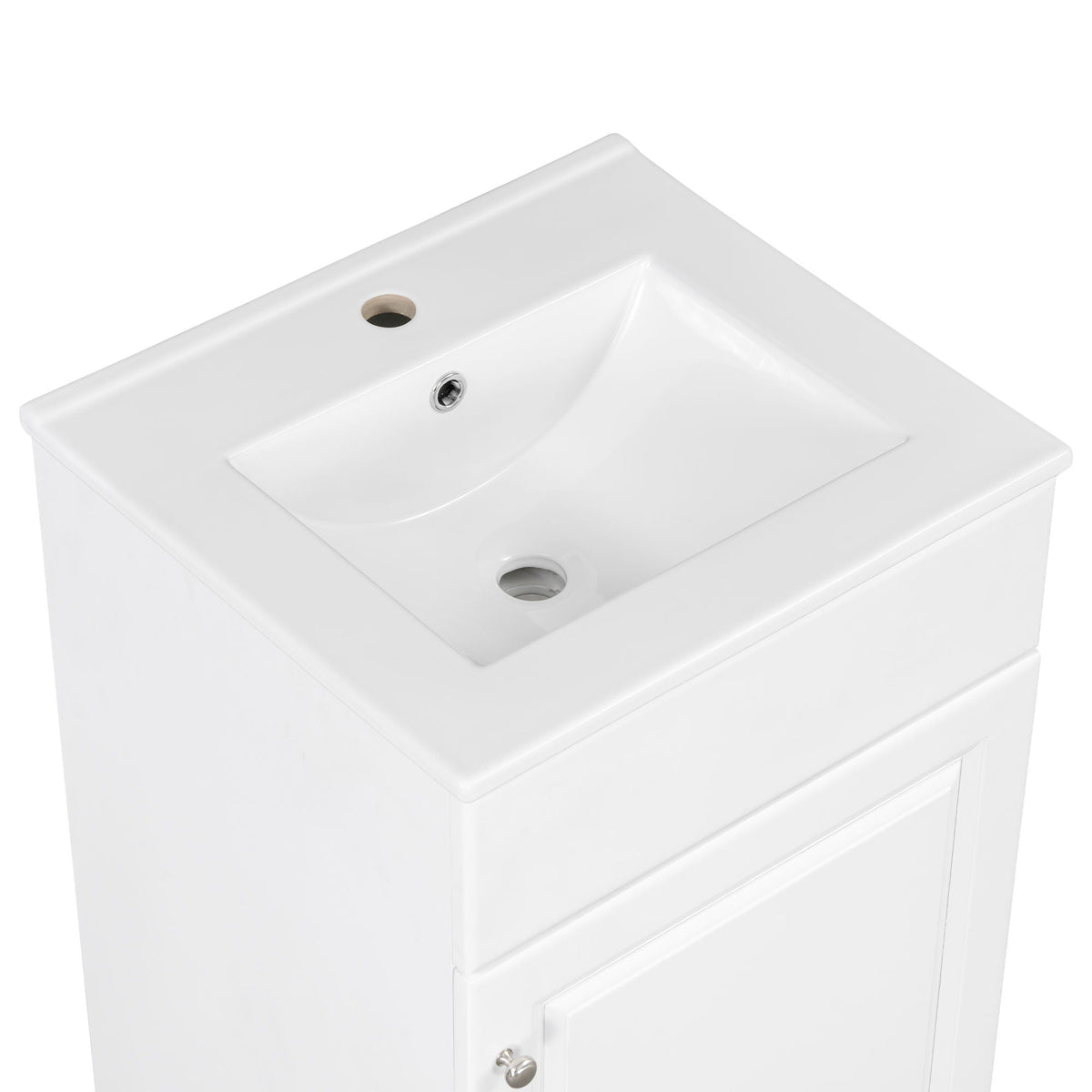 Bathroom vanity with integrated sink and adjustable shelf in white, HouseOfZazla on Tampa Home & Garden Store
