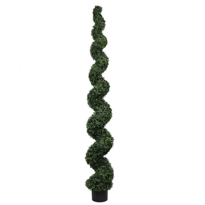 Faux spiral topiary plant in a black pot for home decor on Tampa Home & Garden Store