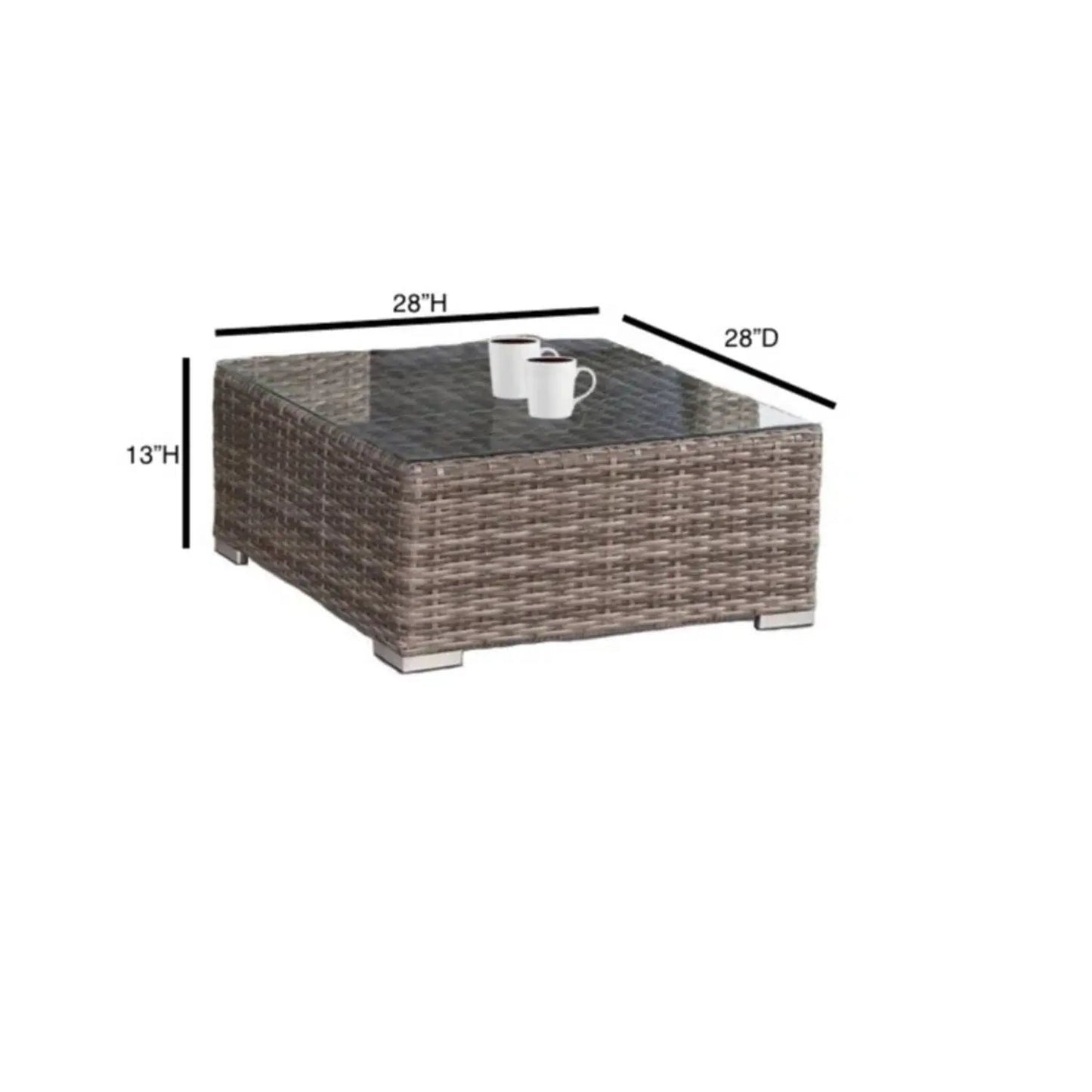Seating set with cushions brown wicker design 4 piece outdoor set glass-top table on Tampa Home & Garden Store