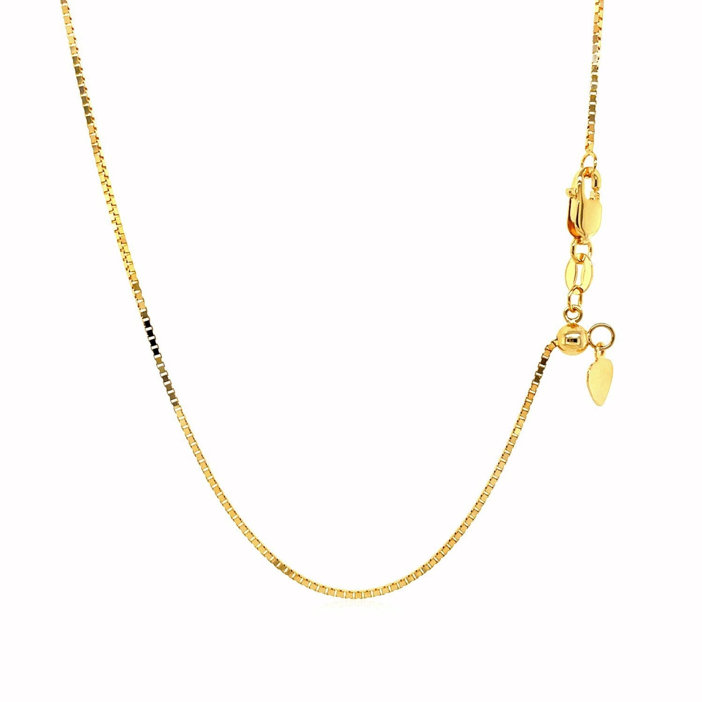 14k yellow gold adjustable box chain necklace 0.85mm with lobster clasp and charm by Bids.com on Tampa Home & Garden Store