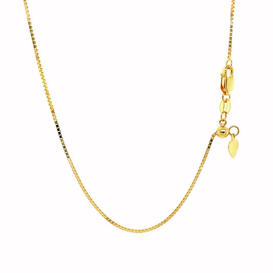 14k yellow gold adjustable box chain necklace 0.85mm with lobster clasp and charm by Bids.com on Tampa Home & Garden Store