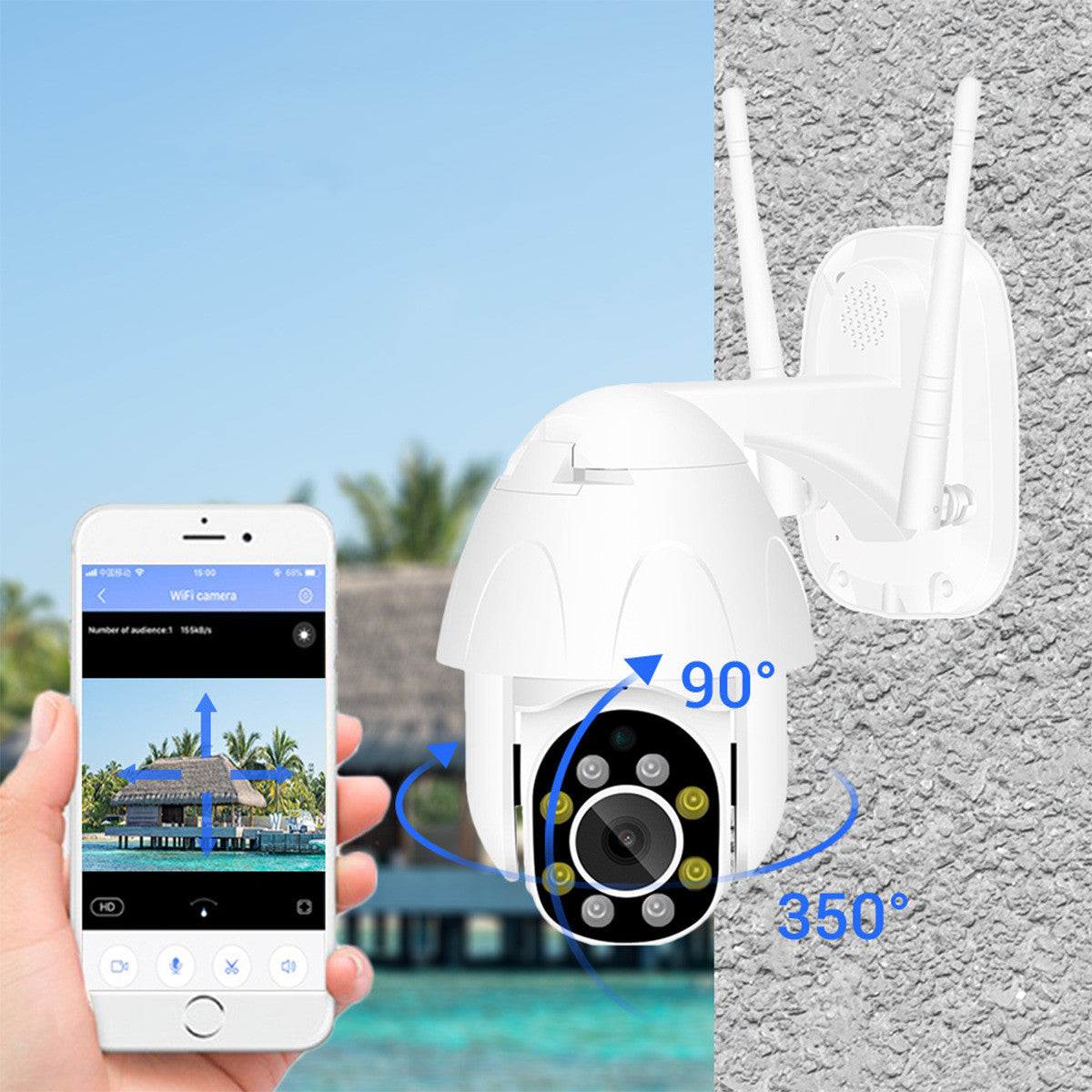 Outdoor waterproof graffiti surveillance camera with antennas, app control by Sell My Stuff on Tampa Home & Garden Store