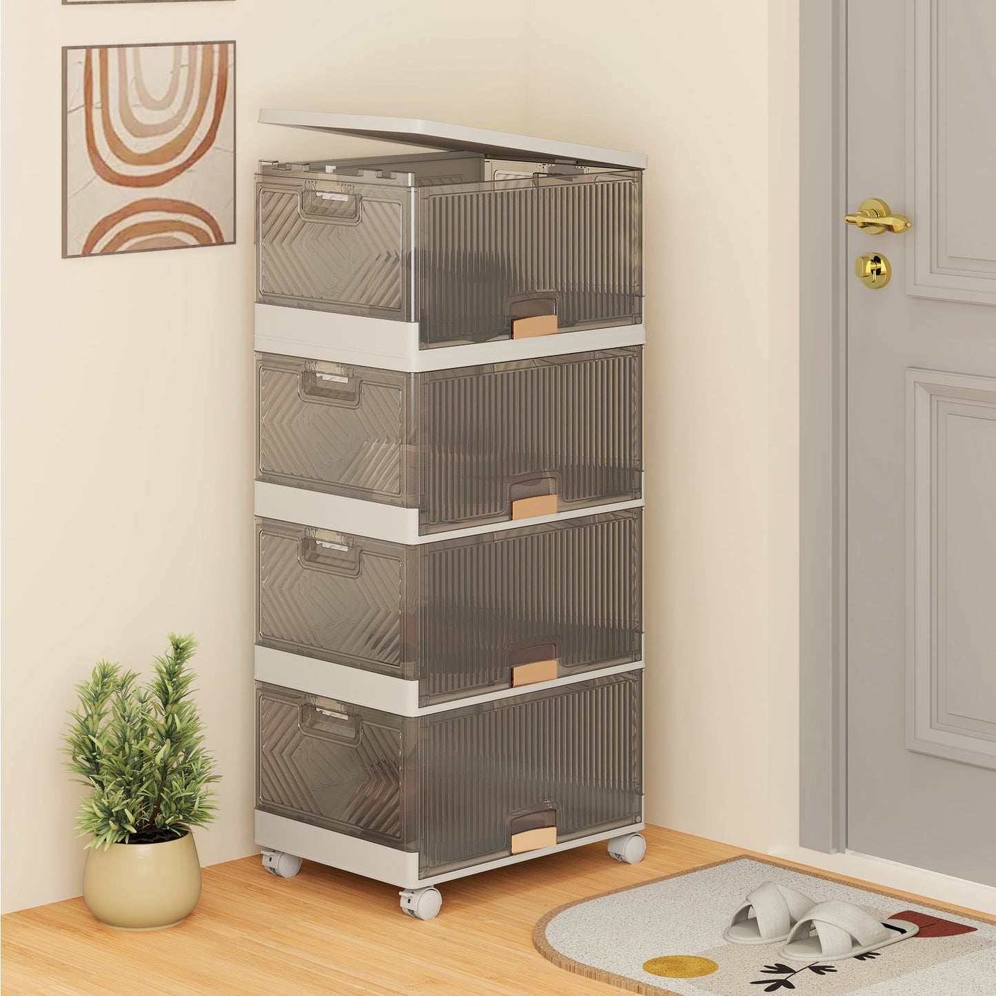 3/4/5/6-Cube Stackable Storage Bins with Detachable Wheels