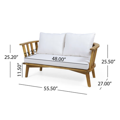 Spacious Outdoor Wooden Loveseat and Cushions