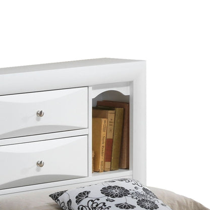 Modern Design Storage Bed With Bookcase Headboard white finish with two drawers and book shelf on Tampa Home & Garden Store