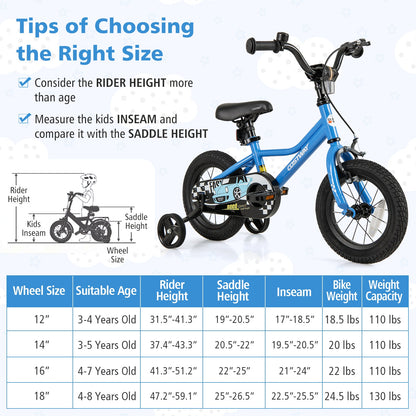 14 Inch Kids Bike with Removable Training Wheels for Aged 3-5 Years Old