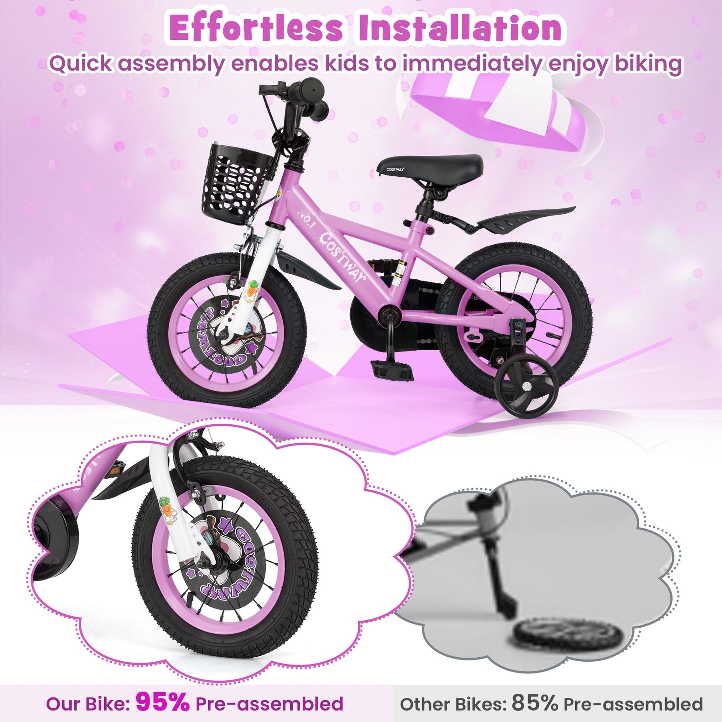 12 Inch Kids Bike for 3-4 Years Old Sport Bicycle with Adjustable Handlebar and Saddle-12 inches