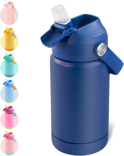 12Oz Kids Water Bottle, Stainless Steel Insulated Water Bottle for Kids, Toddler Cup with Straws Leak-Proof, Kids Water Bottles for School Boys Girls, BPA Free, Blue - Tampa Home & Garden Store