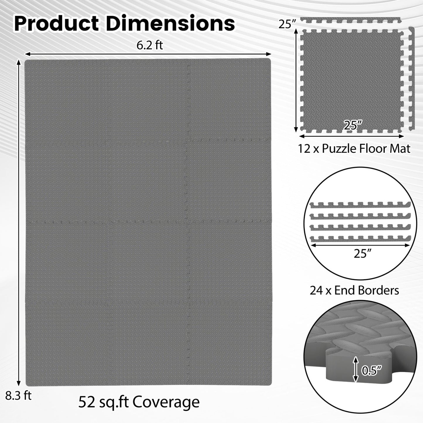 Twelve Tiles Half Inch Puzzle and Floor Mats