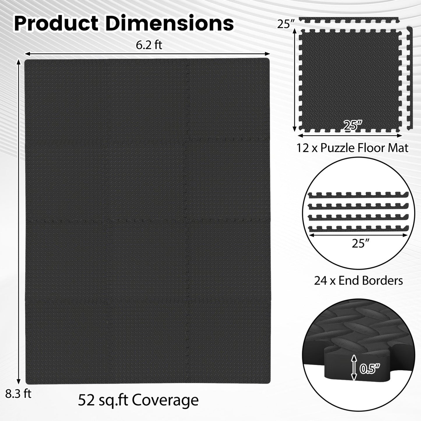 Twelve Tiles Half Inch Puzzle and Floor Mats
