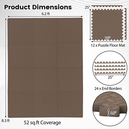 Puzzle Exercise Floor Mats Interlocking Half Inch