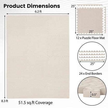 Puzzle Exercise Floor Mats Interlocking Half Inch