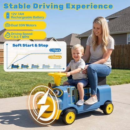 12V Kids Ride on Train with Adjustable Seat